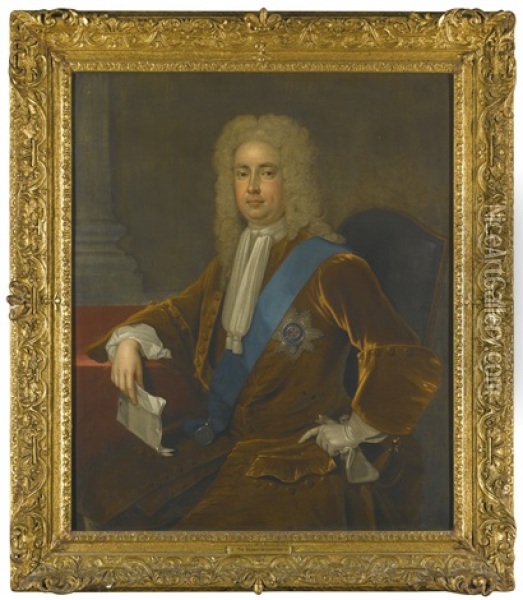 Portrait Of Sir Robert Walpole, 1st Earl Of Orford Oil Painting - Stephen Slaughter