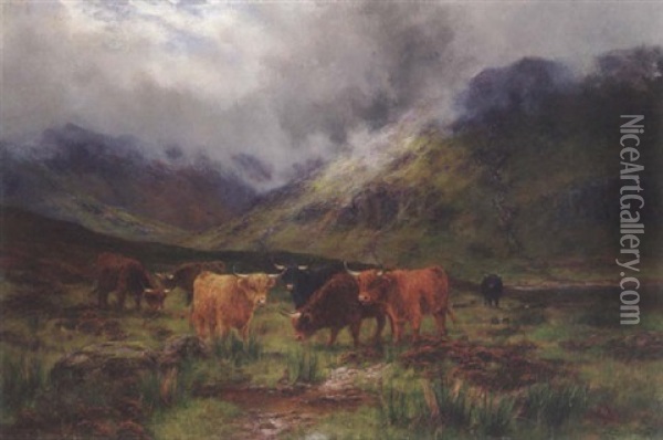 Morning Mists, Glen Tilt, N.b. Oil Painting - Louis Bosworth Hurt