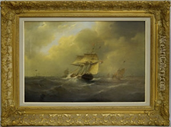 Shipping In A Storm Oil Painting - Christian Cornelis Kannemans