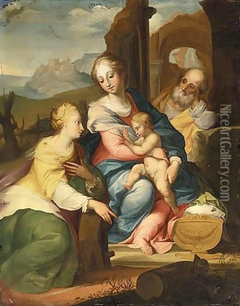 The Mystic Marriage Of Saint Catherine Oil Painting - Sienese School