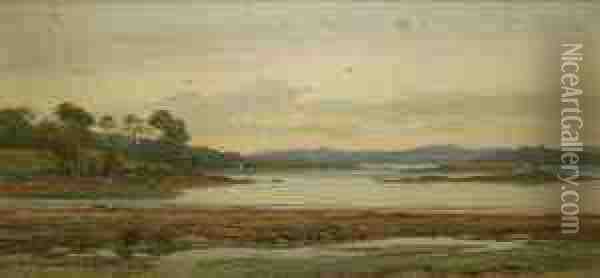 On The Lough Oil Painting - Henry Albert Hartland