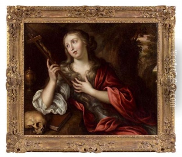Portrait De Femme En Madeleine Oil Painting - Justus van (Verus ab) Egmont