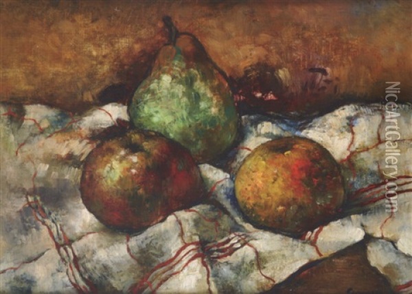 Nature Morte Aux Pommes Et A La Poire Oil Painting - Paul Elie Gernez