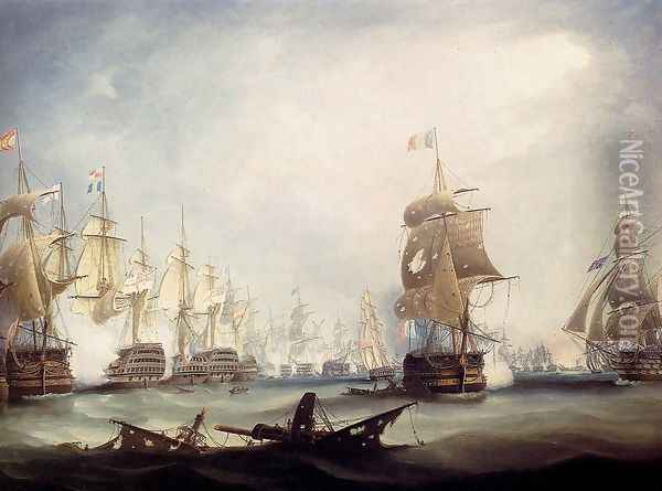 The Battle Of Trafalgar, 1805 Oil Painting - Thomas Buttersworth
