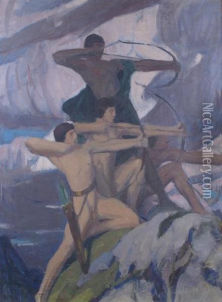 Les Archers Oil Painting - Gabriel Deluc