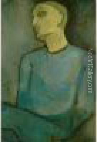 L'homme En Bleu, Circa 1929 Oil Painting - Christian Berard