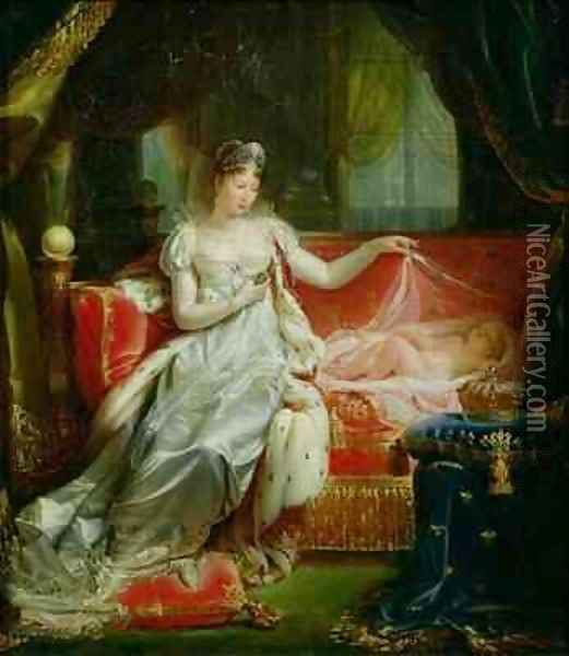 Empress Marie Louise 1791-1847 and the King of Rome Oil Painting - Joseph Franque