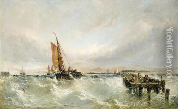 Outward Bound, Shoreham Harbour Oil Painting - Edwin Hayes