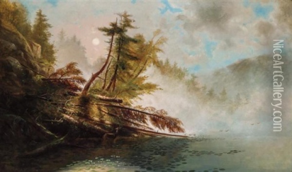 Loon Lake Morning Oil Painting - James McDougal Hart