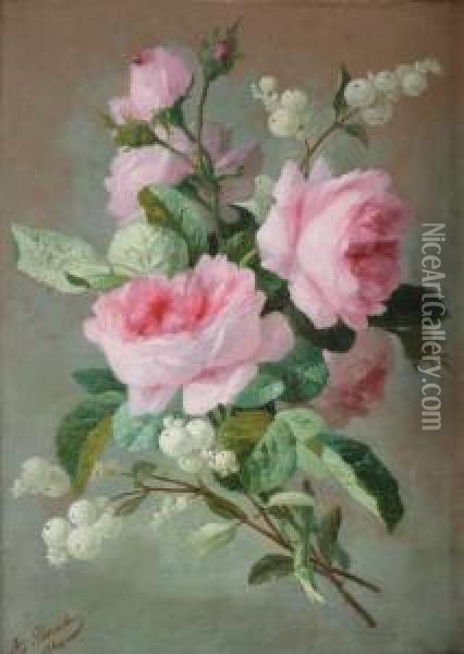 Bouquet De Roses Oil Painting - Andre Perrachon