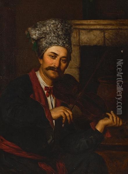 The Violin Player Oil Painting - Jacek Malczewski