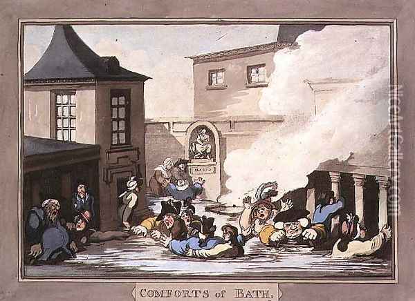 The Kings Bath, plate 7 from Comforts of Bath, 1798 Oil Painting - Thomas Rowlandson