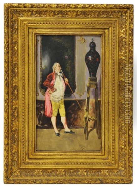 A Gentleman Admiring An Urn (un Gentleman Que Admira Una Urna) Oil Painting - Mariano Fortuny y de Madrazo