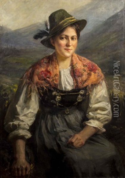Portrait Of A Girl Oil Painting - Karl Schwindt the Elder