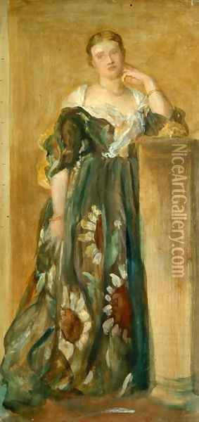 Sketch for a portrait of Mrs Percy Wyndham, 1867-71 Oil Painting - George Frederick Watts