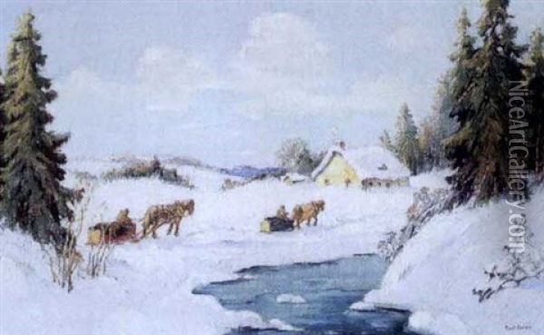 A Sunny Winter's Day Oil Painting - Paul Archibald Octave Caron