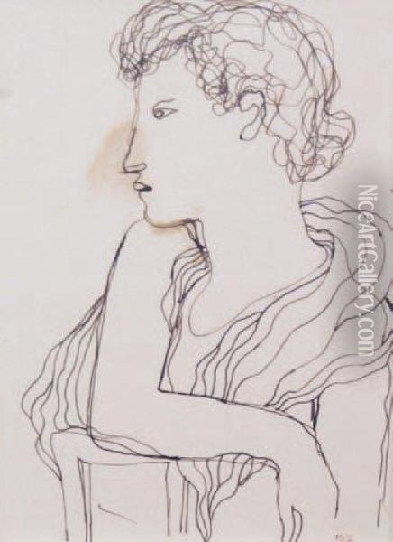 Portrait De Femme A L'antique Oil Painting - Christian Berard