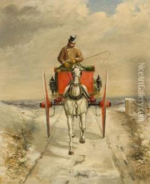 Carriage In The Snow Oil Painting - Herny Jr Alken