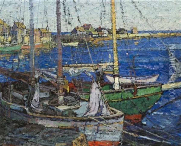 Harbor Scene Oil Painting - Harry Aiken Vincent