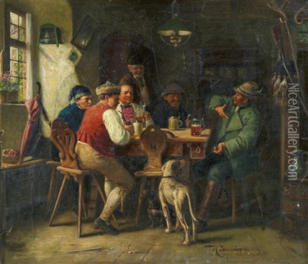 Jagerlatein Oil Painting - Heinrich Leinweber