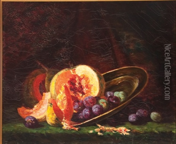 Still Life With Fruit Oil Painting - Andre Perrachon