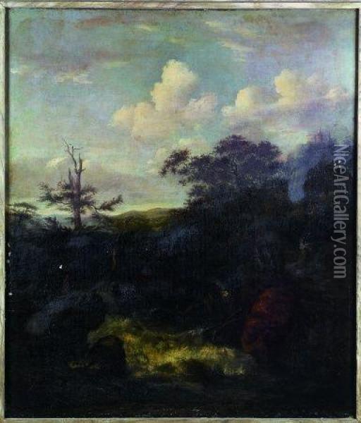 A Wooded Landscape Oil Painting - Jacob Van Ruisdael