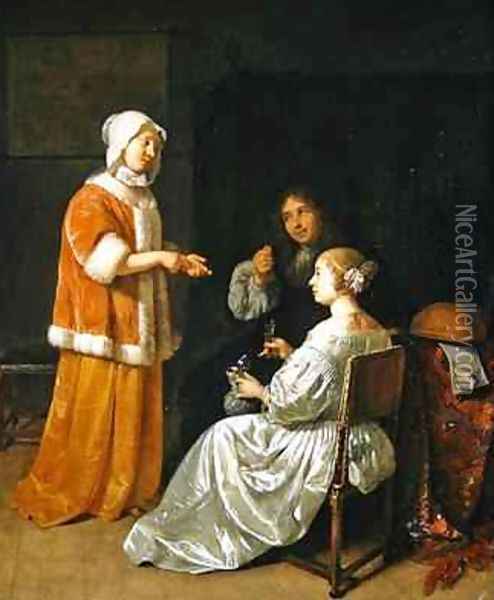 The Seduction 1664 Oil Painting - Caspar Netscher
