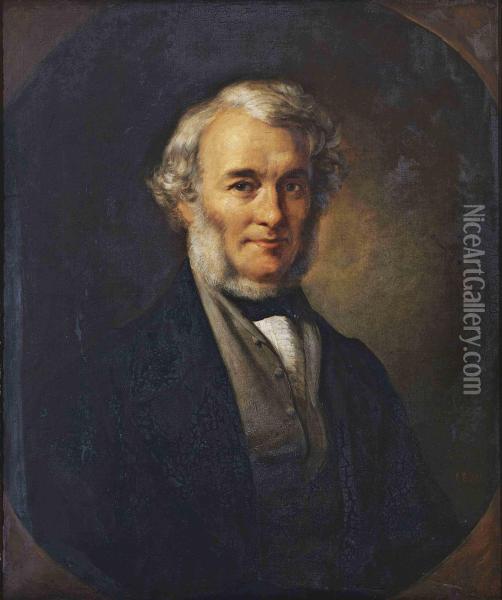 Portrait Of Richard Cobden, M.p. (1804-1865), Half-length, In A Black Coat And A Grey Waistcoat Oil Painting - Alexandre-Marie Colin
