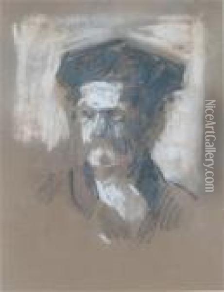 Portrait Head After Ribot Oil Painting - Hercules Brabazon Brabazon