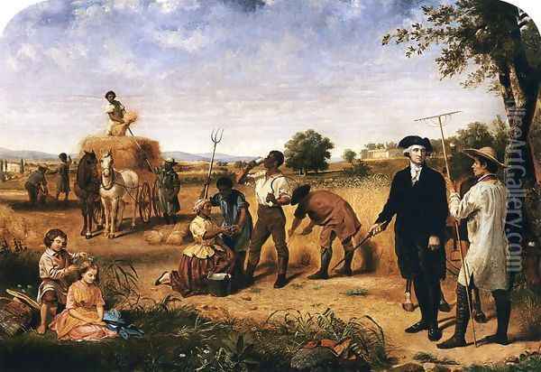 Washington as a Farmer at Mount Vernon Oil Painting - Junius Brutus Stearns