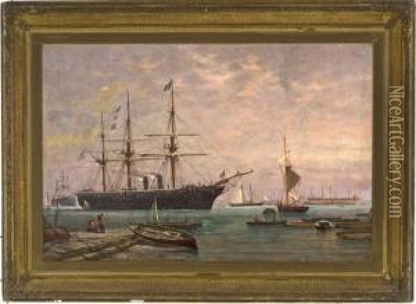 Harbor View Oil Painting - Richard Henry Nibbs