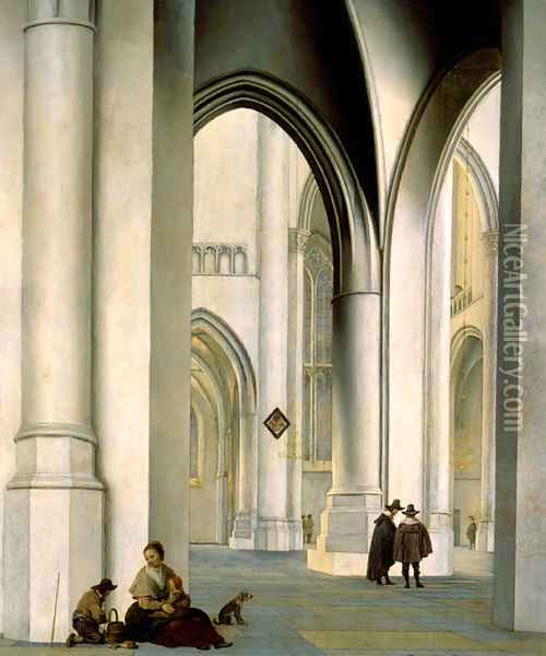 Interior of the St. Bavo Church, Haarlem Oil Painting - Pieter Jansz