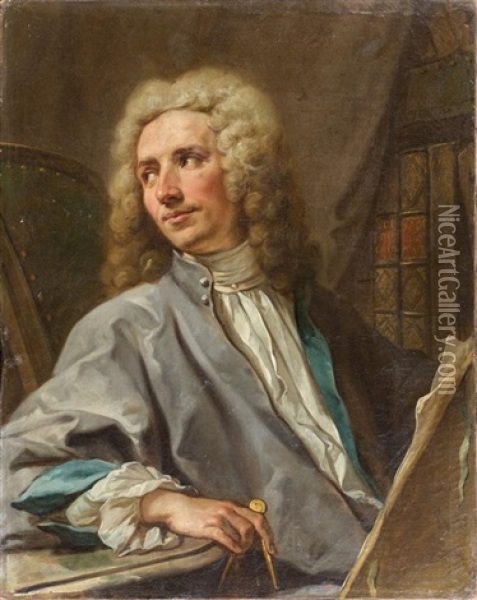 Portrait De L'architecte Pierre De Vigny Oil Painting - Jean Restout the Younger