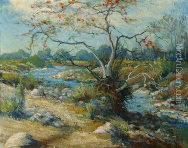 Stream In Landscape Oil Painting - Harold Streator