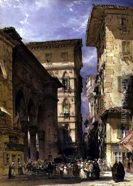 Mercatonuove, Florence 1877 Oil Painting - William Callow