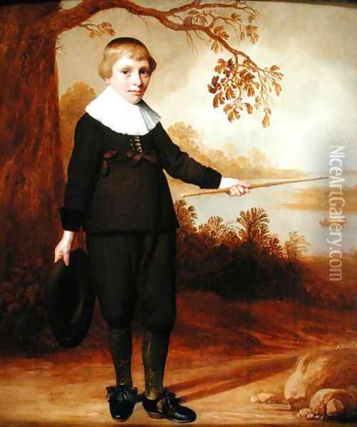 Portrait of a Seven-year old Boy in a River Landscape 1640 Oil Painting - Henry I Cooke