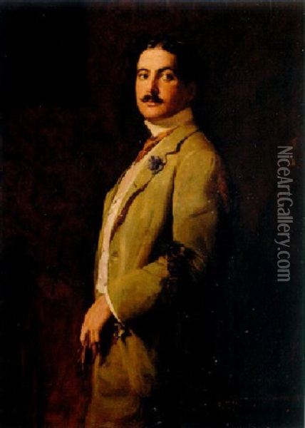 Portrait Of A Gentleman Oil Painting - Phoebe A. Jenks