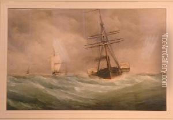 War Steamers Running Down Channel Oil Painting - Joseph Mallord William Turner