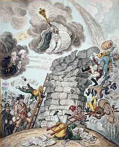 Overthrow of the Republican Babel Oil Painting - James Gillray