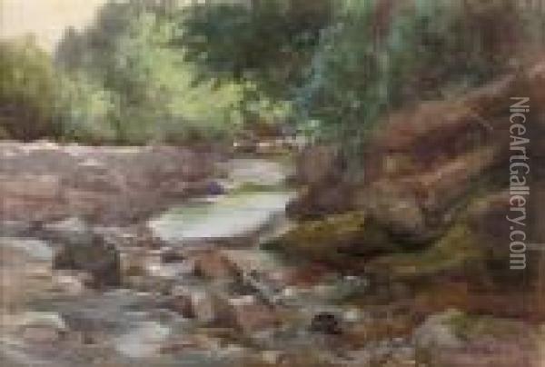 A Trout Stream Oil Painting - Mildred Anne Butler