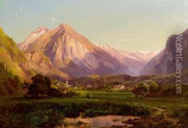 Alpenlandschaft Oil Painting - Anton Hansch