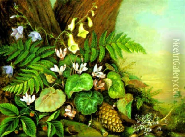 Blumen Am Waldrand Oil Painting - Heinrich Carl Schubert