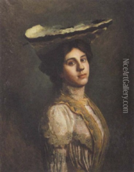 Portrait De Femme Oil Painting - Albert (Pierre Rene) Maignan
