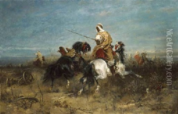 Arabian Horsemen Oil Painting - Adolf Schreyer