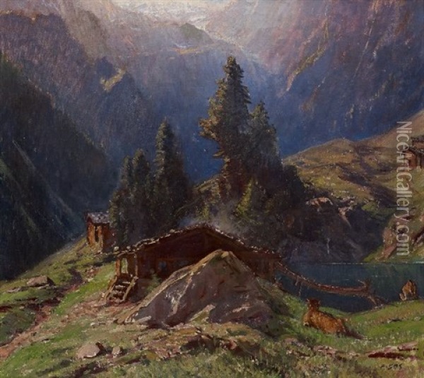 Alpage Oil Painting - Albert Henri John Gos