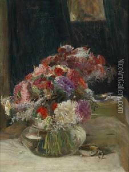 Still Life With Asters Oil Painting - Hans Temple