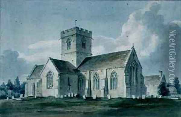 South east View of Dinton Church Oil Painting - John Buckler