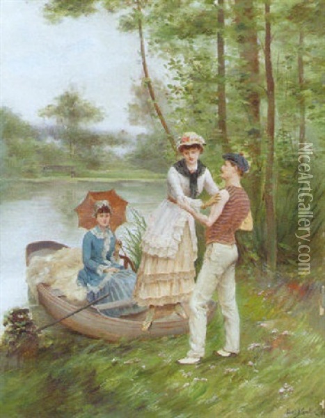 Afternoon By The Lake Oil Painting - Paul d' Antin