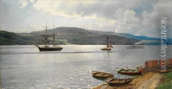 Fra Kristianiafjorden 1896 Oil Painting - Hans Fredrik Gude