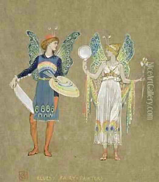 Elves and Fairy Painters Oil Painting - Walter Crane